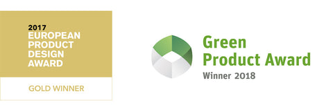 logo europeandesign product design award in gold 2017 und logo green product award 2018