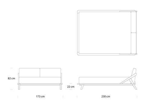 skizze mit strichzeichnung und abmessungen vom nordic space bett für 160x200cm große matratze #160